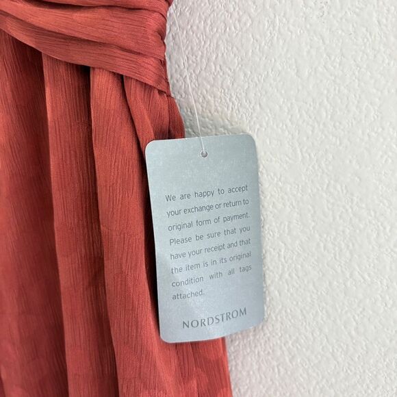 NWT Max Studio Women's Jacquard Shine Dot Cinched Waist Midi Dress Russet Small - Picture 9 of 16